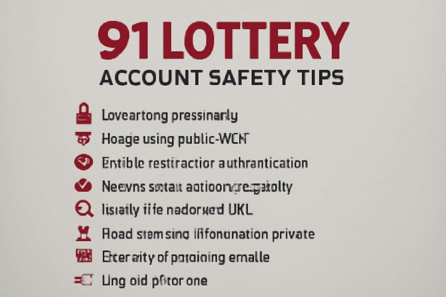 Informational graphic about 91 Lottery account safety tips.