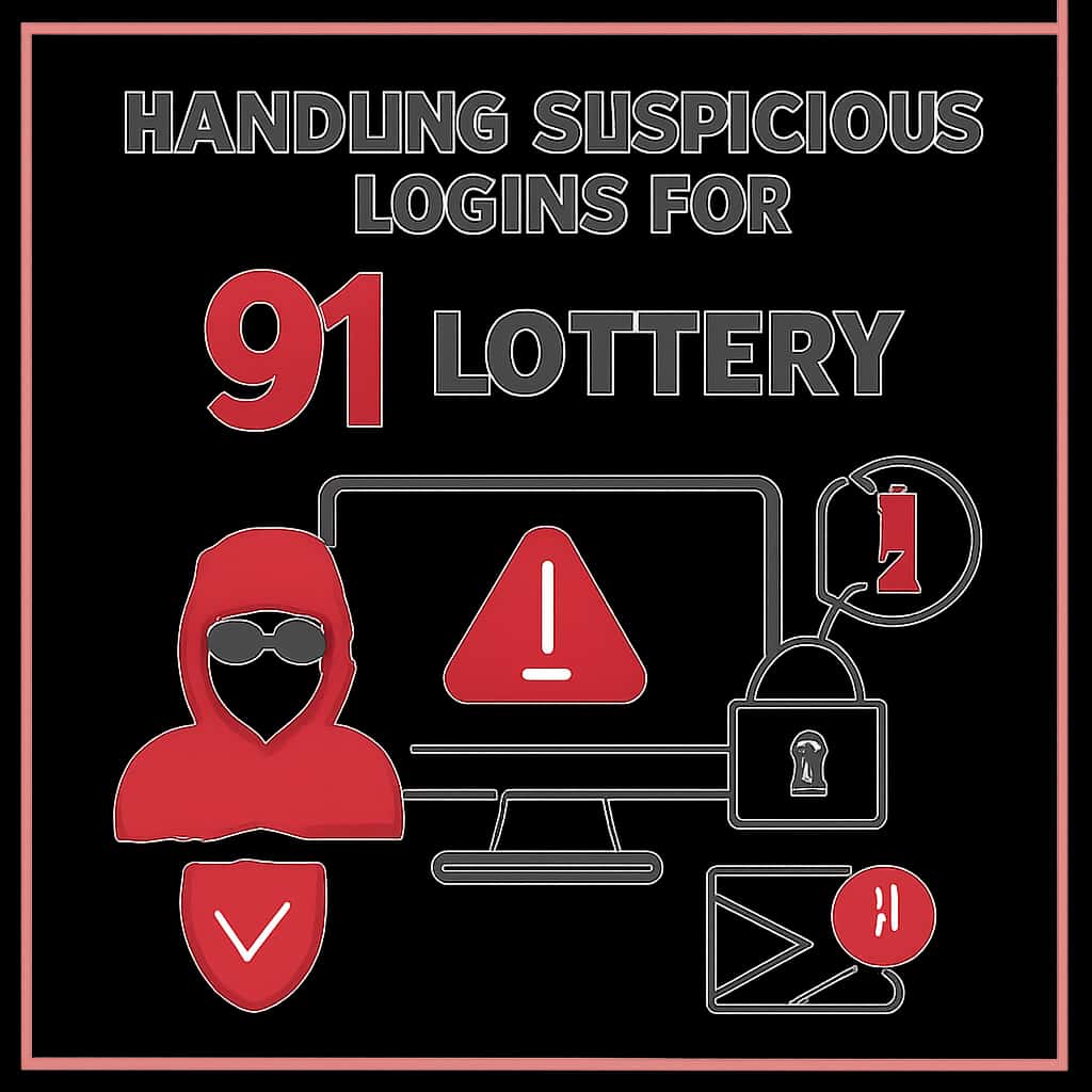 An educational diagram explaining suspicious login processes for 91 Lottery.