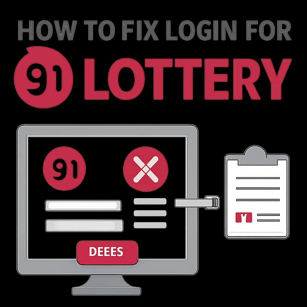 Illustration detailing steps to fix login access for 91 Lottery.
