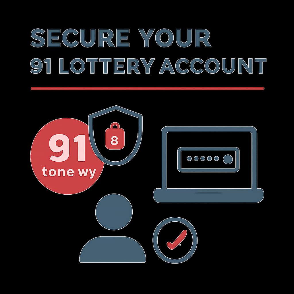 Illustration showing key steps to secure your 91 Lottery account.
