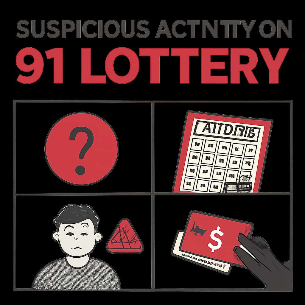 Illustration showing steps to manage suspicious activity on a 91 Lottery account.